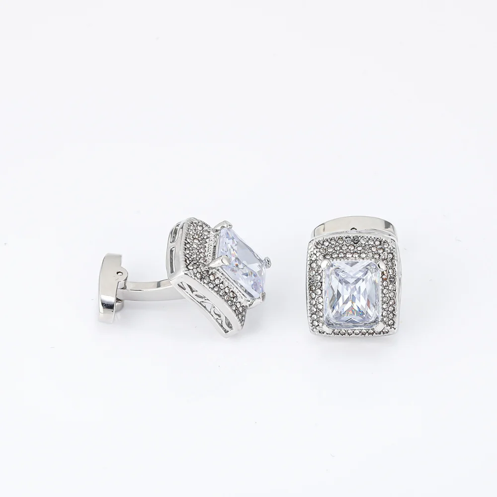Exquisite Retro Carved Cufflinks Square Full Diamond Zircon Sleeve Nail Business Formal French Shirt Accessories Decoration