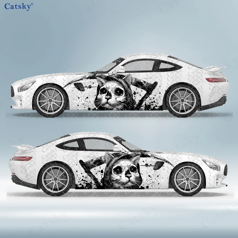 2-adesivi-per-auto-con-teschio-di-gatto-resistenti-anti-sbiadimento-migliorano-l'estetica-del-tuo-veicolo-con-un-design-audace-in-vinile-per-auto
