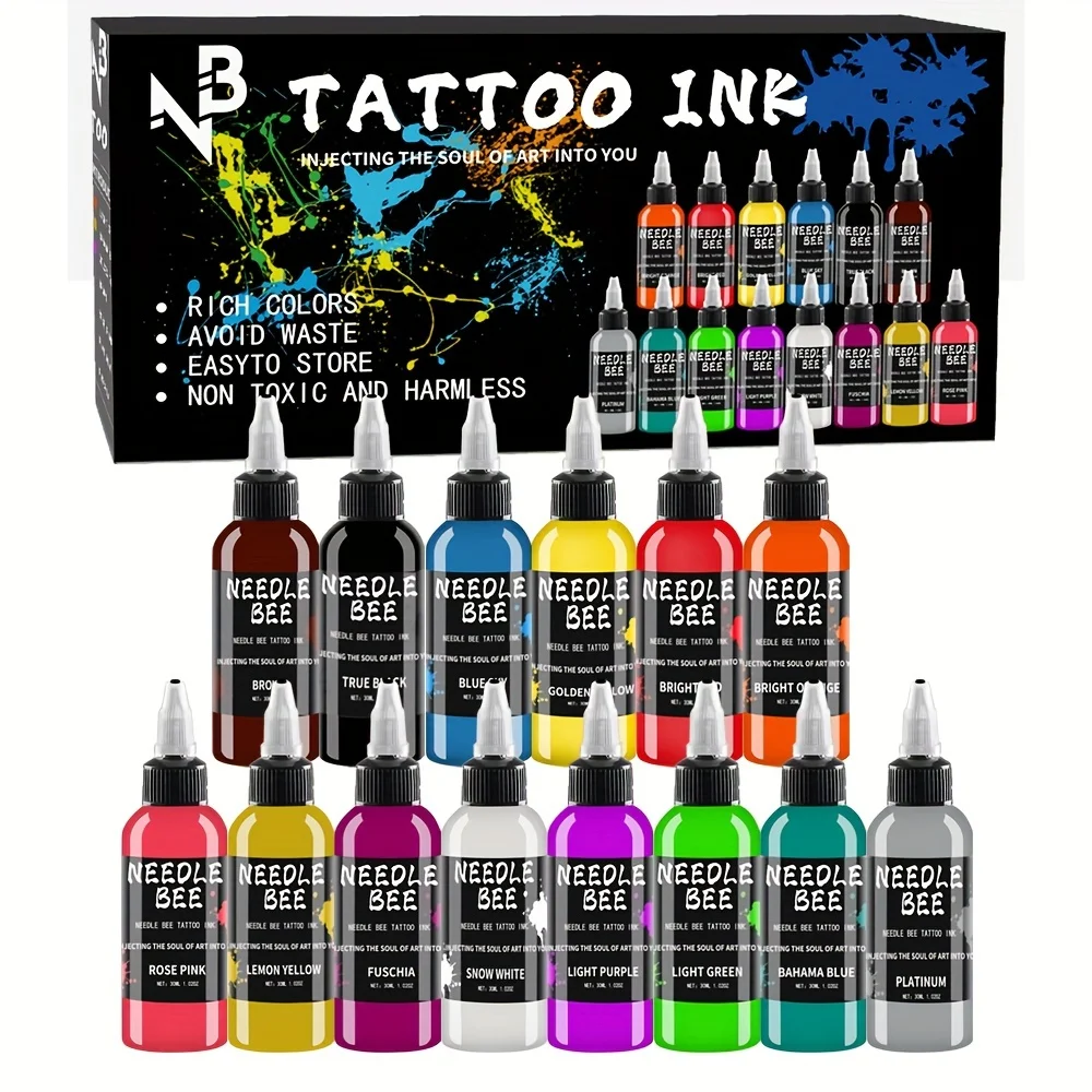 

Goldplume Professional Tattoo Ink Set- 7/14 Colors 30ml(1.1oz),Long-Lasting Body Art&Painting Pigment,Pro Unscented Tattoo Pigment,For Various Patterns