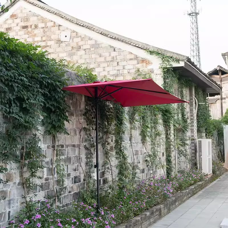 Parasol de jardin rectangulaire en fer, 130x250cm, utilisé contre un mur, terrasse extérieure, sans base