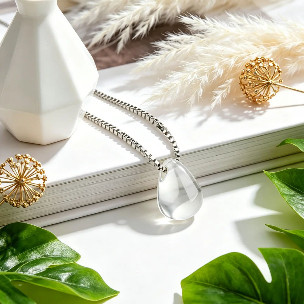 Simple 925 Sterling Silver Transparent Crystal Water Drop Shape Necklaces For Women Clavicle Chain Necklace Party Jewelry