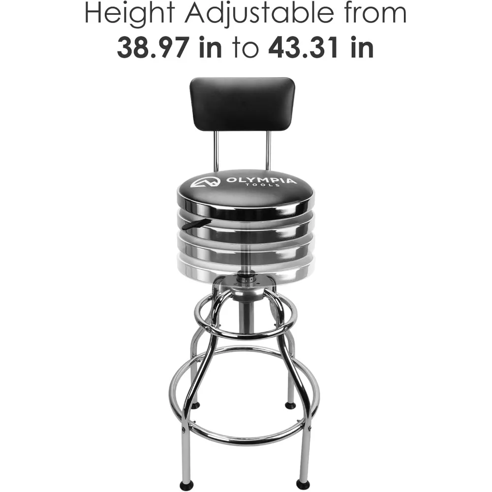 Adjustable Hydraulic Work Stool, Black