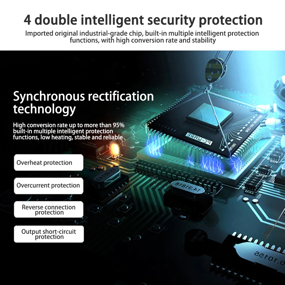 DC-DC 벅 컨버터 모듈 12V ~ 3.3V 4.2V 5V 6V 7.5V 9V 비절연 스텝다운 전원 공급 장치 전압 조정기 (보호 기능 포함)