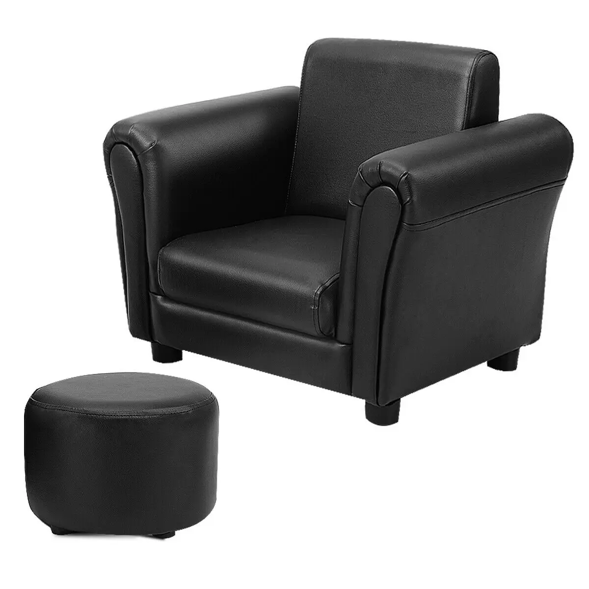 

Costway Black Kids Sofa Armrest Chair Couch Children Toddler Birthday Gift w/ Ottoman