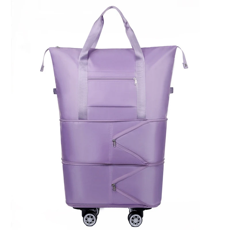 Expandable Luggage Bag with Wheels Large Capacity Dry and Wet Separation Waterproof Wearable Travel Trolley Luggage Storage Bag