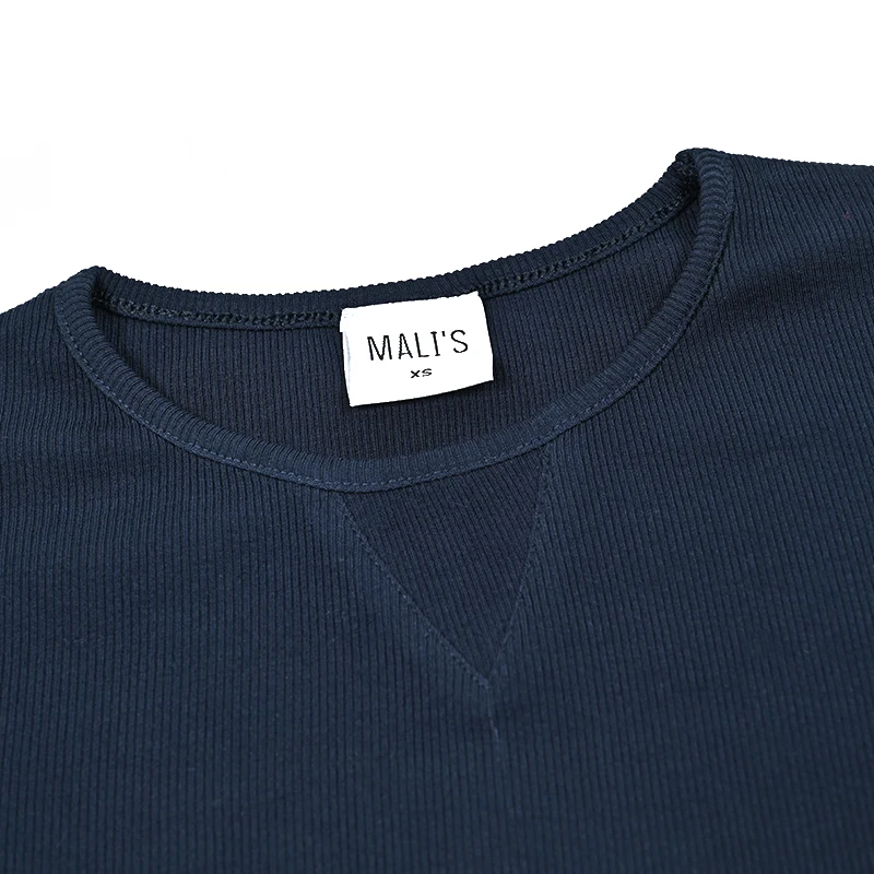 Kids Shirt Dark Navy Blue Boy and Girls Casual School Shirt Long Sleeves Top Round Neck Children Clothes Logo Embroidery image 5