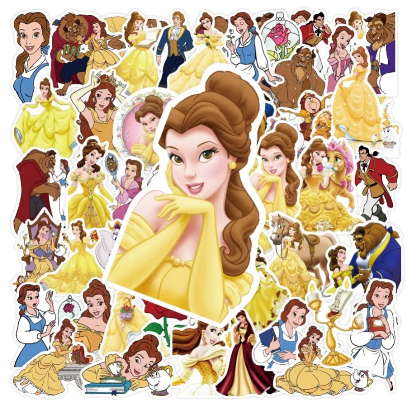 50 قطعة من ملصقات الرسوم المتحركة Beauty and The Beast حقيبة كوب ماء قرطاسية للهاتف المحمول وسكوتر السيارة والكمبيوتر المحمول وملصقات تزيين