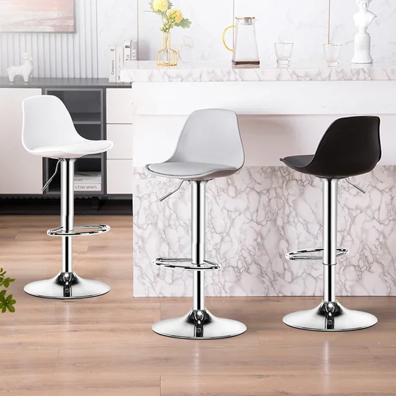 Modern Light Luxury Bar Chairs Stainless Steel Architect Furniture Backrest Counter Stool Rotate Taburetes Para Barras De Bar