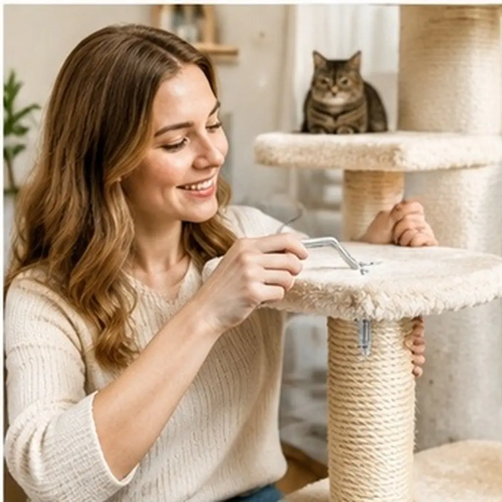 1Set Cat Tree Parts Full Thread Steel Bolts with Key Wrench Secure Connection Cat Climbing Frame Accessories Easy