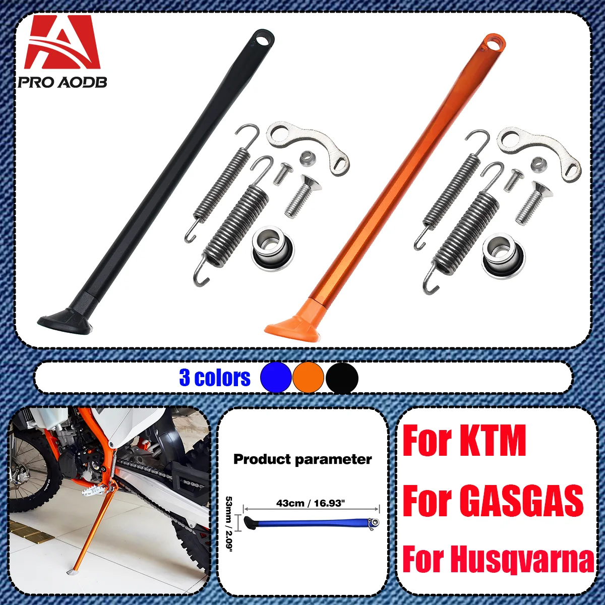 

Motorcycle CNC Parking Side Stand Kickstand With Spring Kit For KTM XC XC-F XCW XCF-W EXC-F TPI Six Days 125 150 200 250 300 530