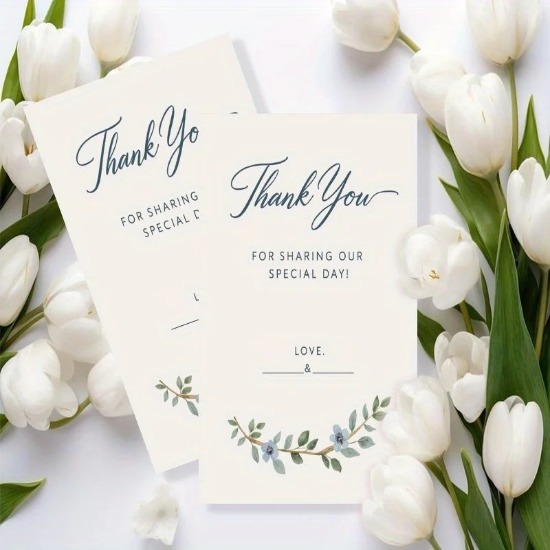 100pcs Modern Wedding Note Cards, Mouse Tail Grass Colored Wedding Thank-you Cards, Suitable for Wedding Guests' Thank-you Notes