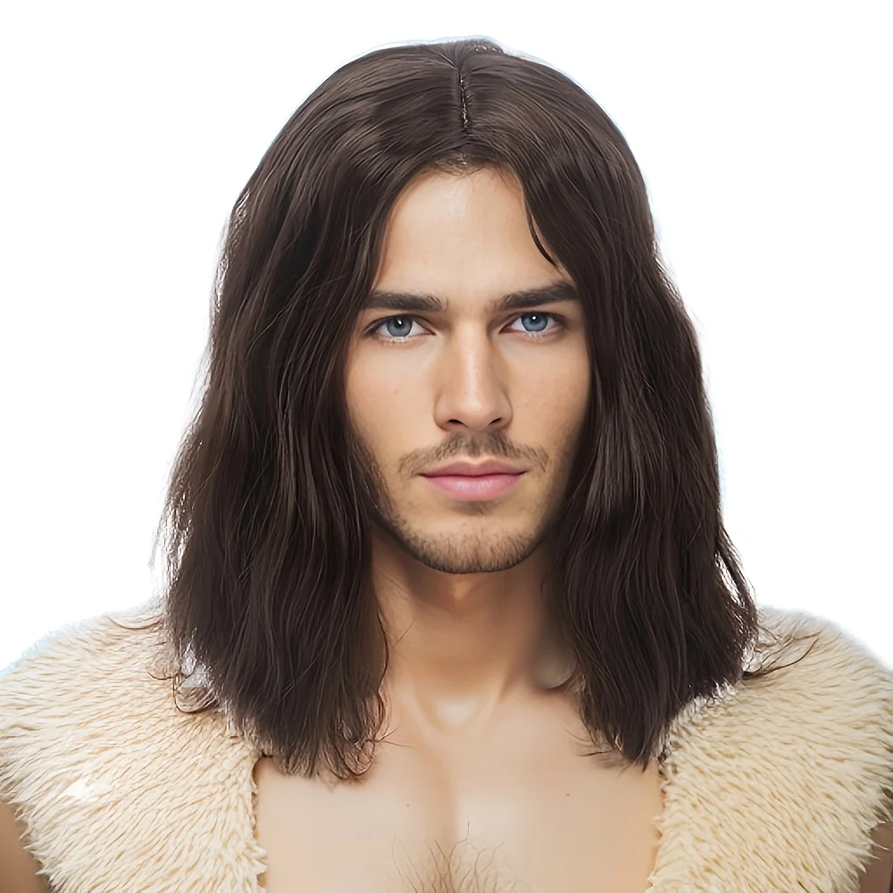 Cosplay Wigs Winter Soldier Captain America Cos Wigs Brown Wavy Mid Length Synthetic Hair Wig Men