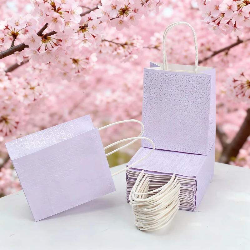 Kleine Lila Kraftpapiertüten mit Herzchen - Hochzeitsgeschenk, Valentinstag, Geburtstag, Jubiläum Geschenktüten – Detail 5