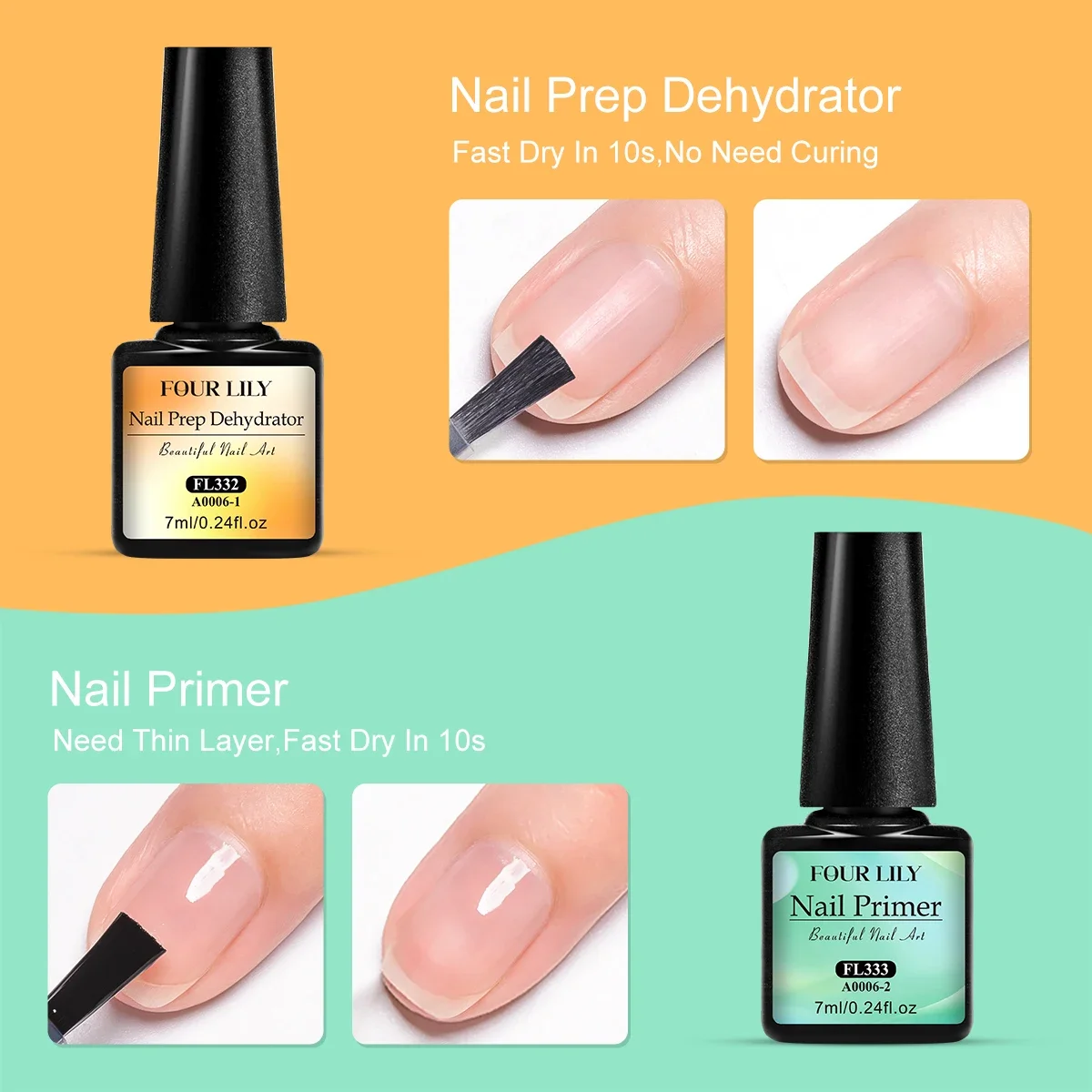 7ml Nail Primer Nail Prep Uitdrogen Base Top Coat Starter Set Gel Nagellak Geen behoefte aan UV LED Lamp Nail Art Vernis Manicure