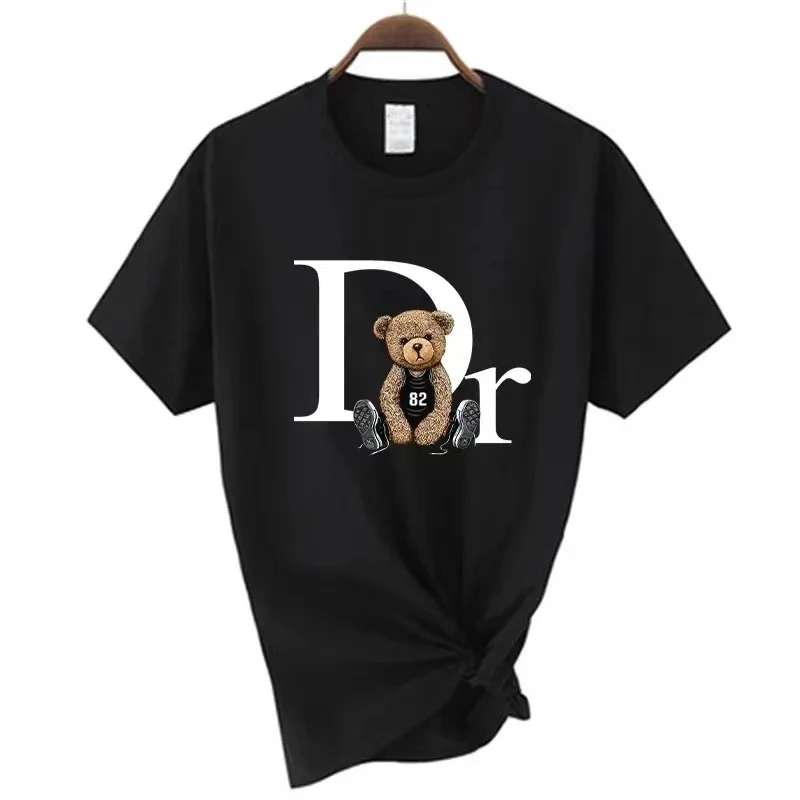 Luxury Brand Cute Bear Print Women T-shirt 100% Cotton Tshirt Summer Graphic Fashion Female T Shirts Woman Clothing Unisex Tee