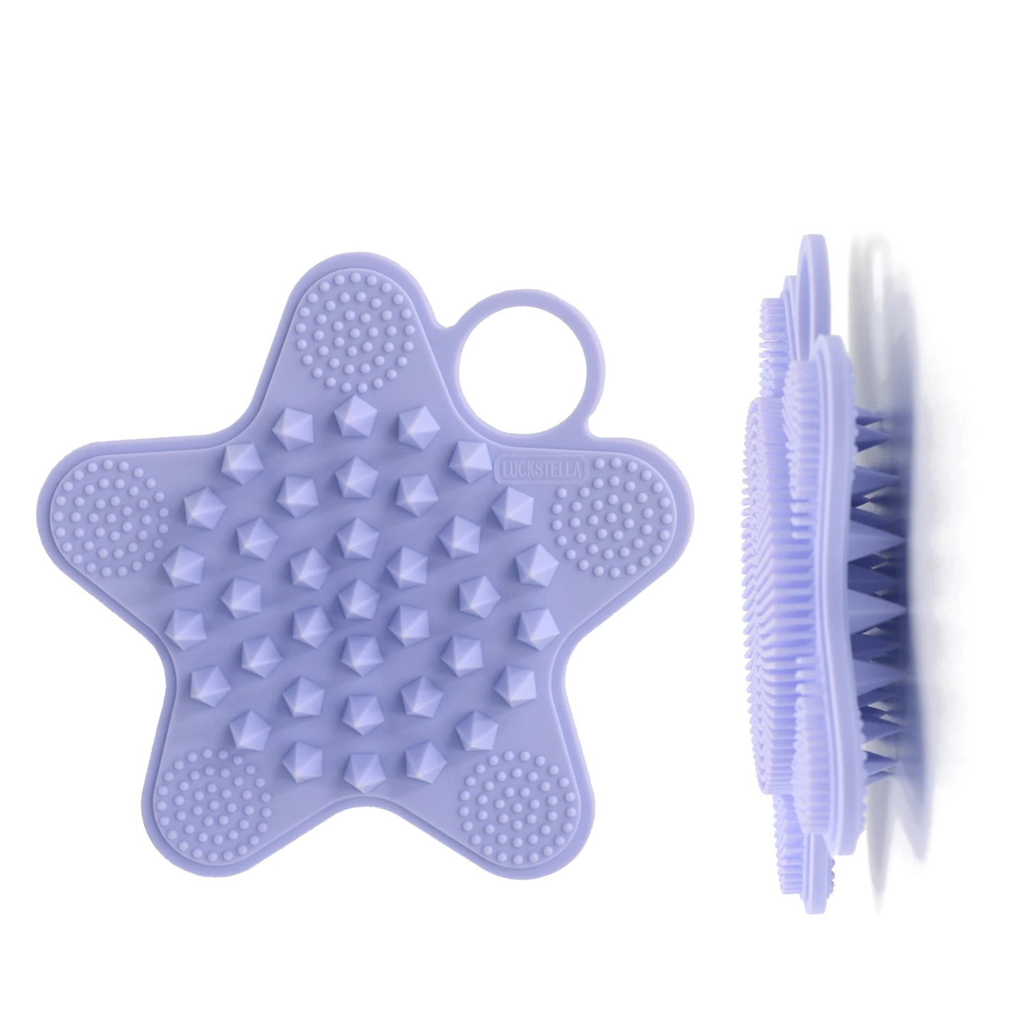 New Food-Grade Soft Silicone Body Scrubber Shower Brush Handheld Cleansing Skin Brush, Gentle Exfoliating and Lather Well Purple