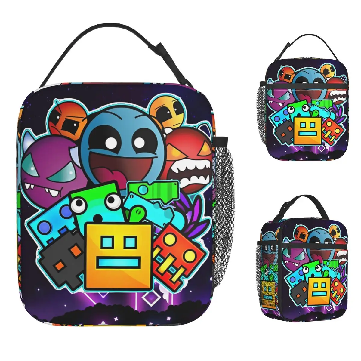 Geometries Dash Game Insulated Lunch Bag Portable Reusable Cooler Bag Lunch Box Tote Work Picnic Food Handbags