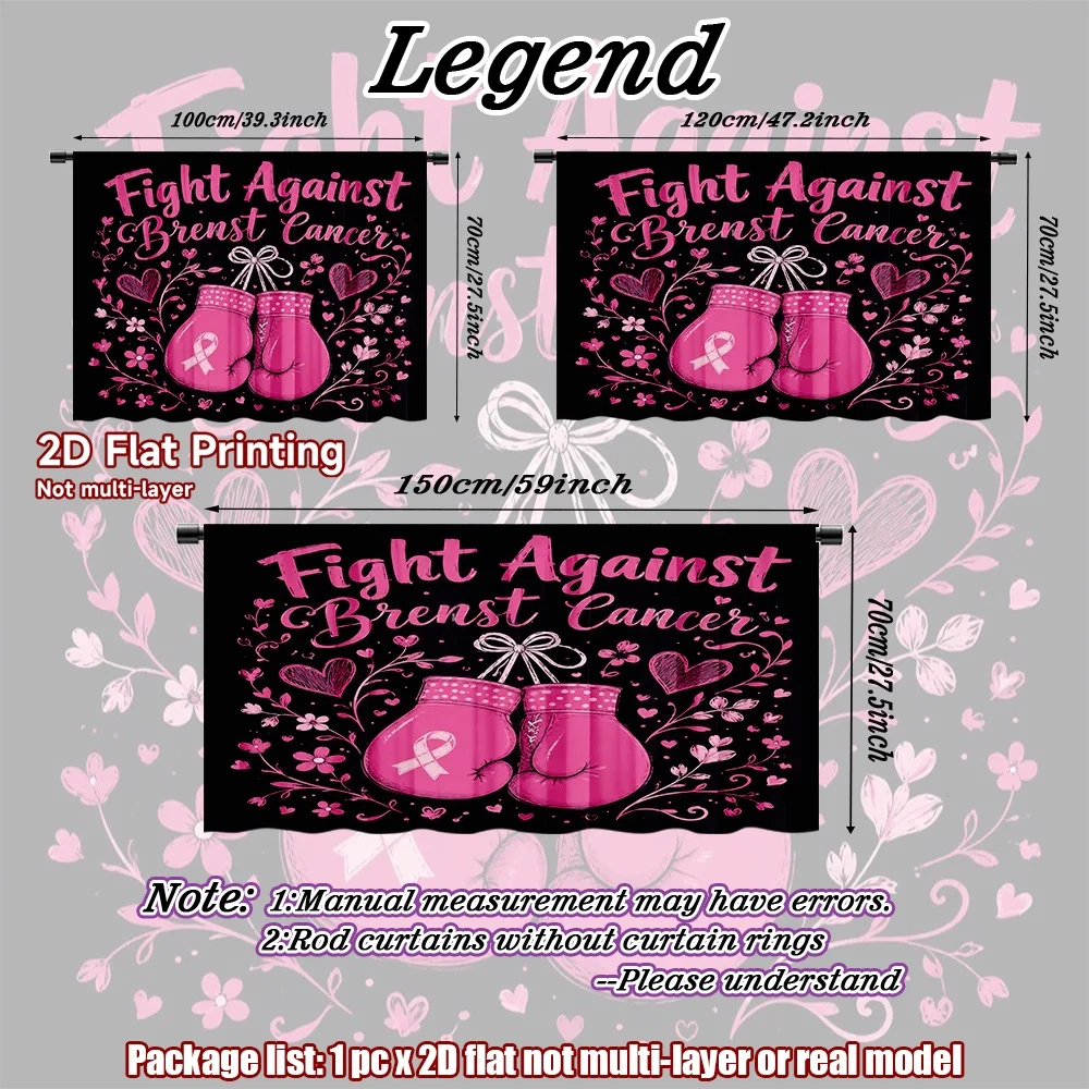 2D flat 1pc Modern minimalist shelf curtains Breast Cancer Awareness Gloves Digital printing Suitable for cabinets, cafes,