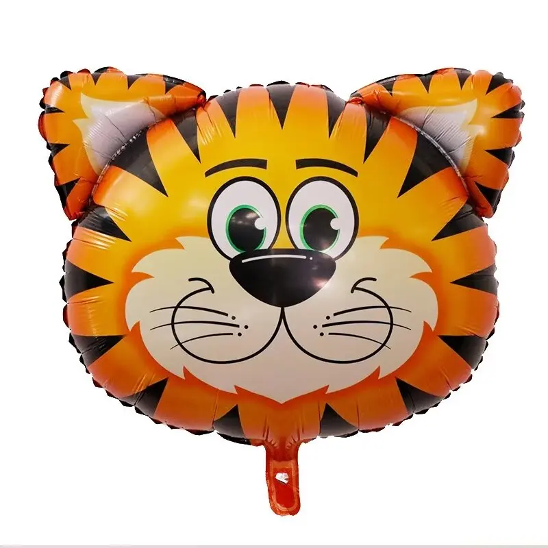 Cartoon Giraffe Tiger Lion Head Animal Foil Balloon Jungle Safari Birthday Party Decorations Kids Gift Toy Helium Air Globos