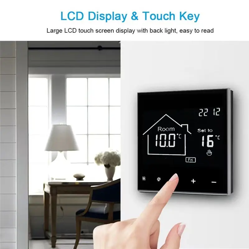 ABJN-For Water Floor Heating,LCD Touch Screen Thermostat, Tuya Smart, Energy Efficient, Remote Temperature Control