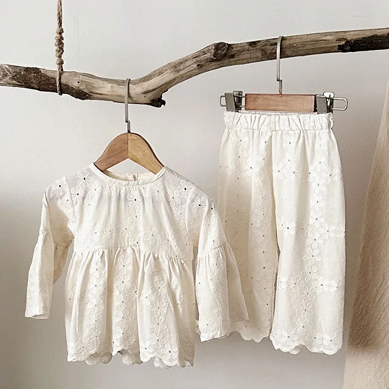 2024 New Autumn 0-24M Infant Baby Girls Clothing Set Long Sleeved Solid Color T-shirt+Pants Toddler Baby Girl Clothes Suit