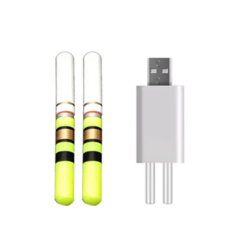 2Pcs Electronic Light Stick with Rechargeable Battery Charger Waterproof LED Lamp Night Fishing Tackle Accessory B662