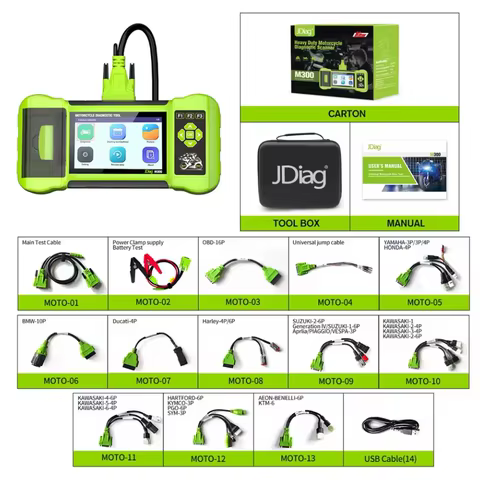 JDiag M300 Motorcycle Diagnostic Scanner OBD2 Moto Diagnose Tool Clear Fault Code Reader ABS For BMW Harley Ducati Kawasaki KTM