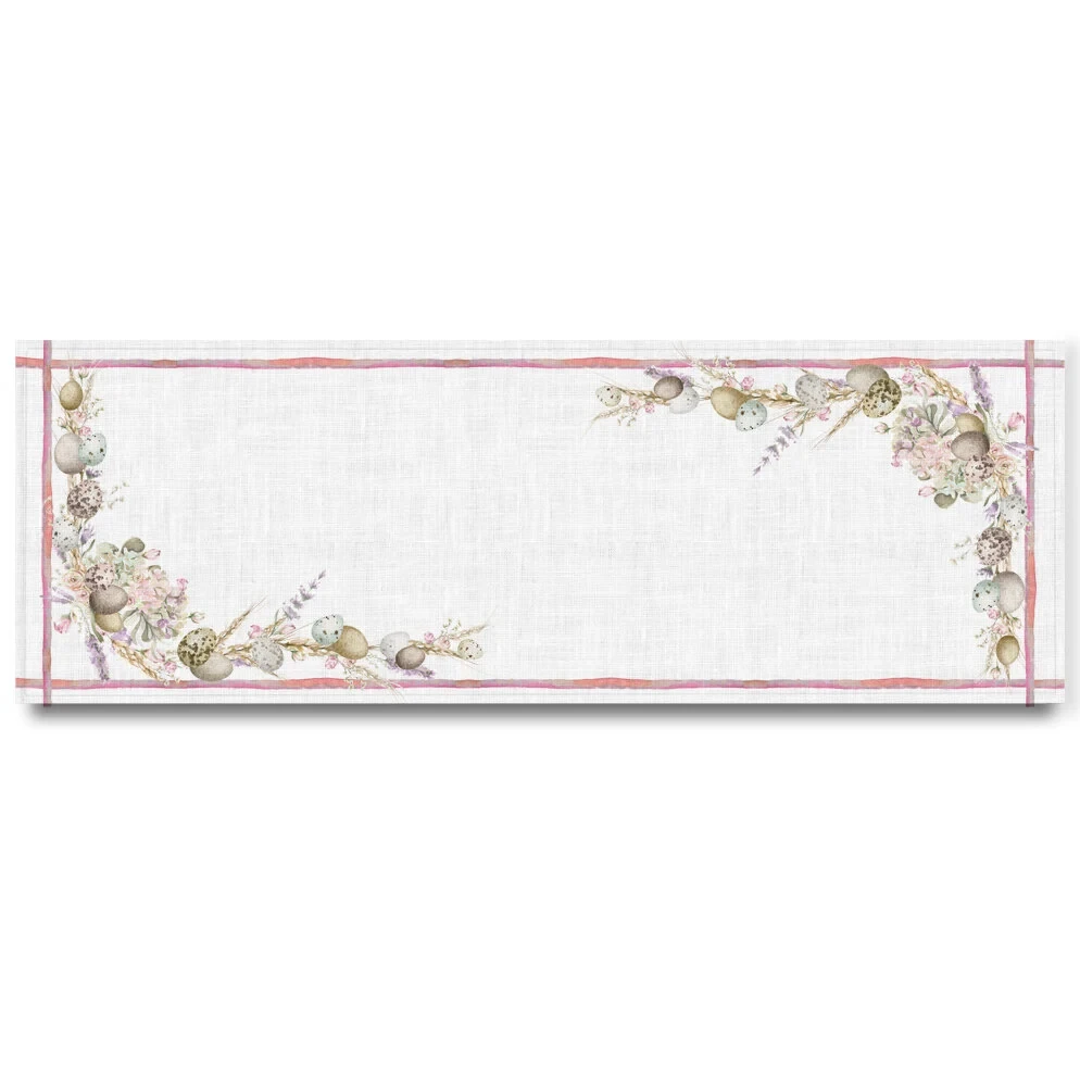 Easter Linen Table Runner Egg Floral Print, Spring Holiday Table Decor for Home Dining Room, Easter Gift