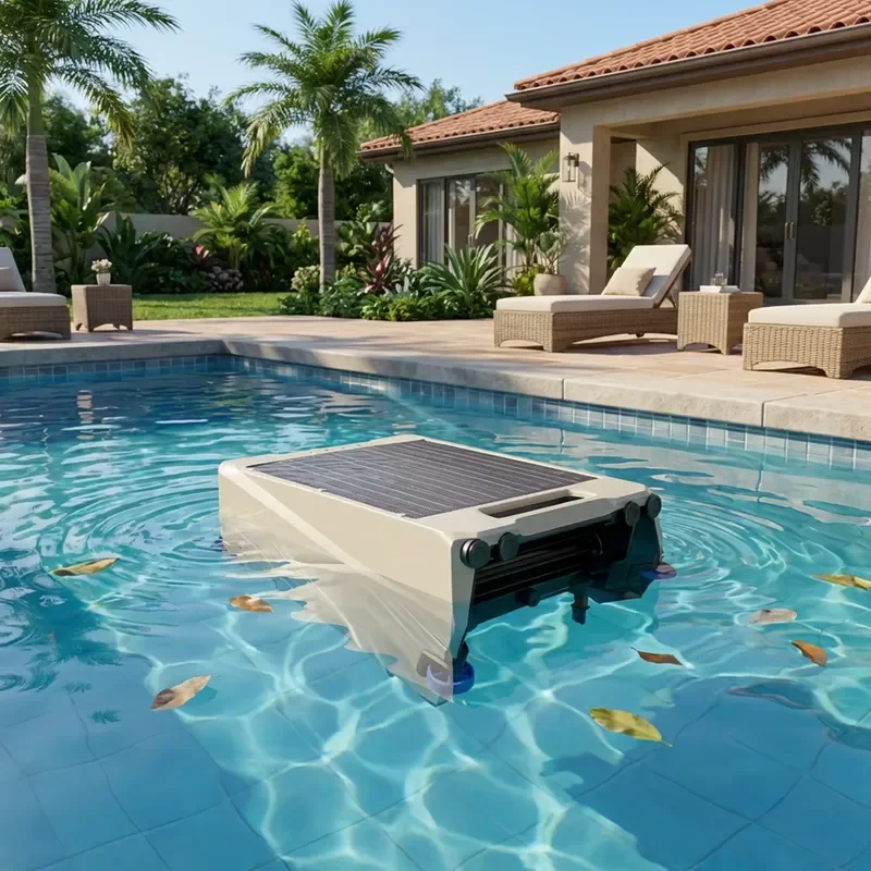 Intelligent Solar ABS Portable Pool Skimmer Robot Cordless Automatic Pool Cleaner for Leaves Insects Floating Debris