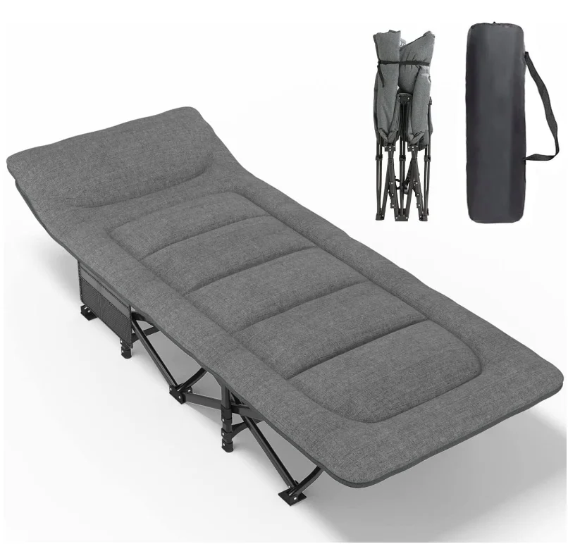 High Quality Modern Design Portable Folding Cot Bed Customizable Soft Camping Bed with Metal Frame for Outdoor & Hospital Use