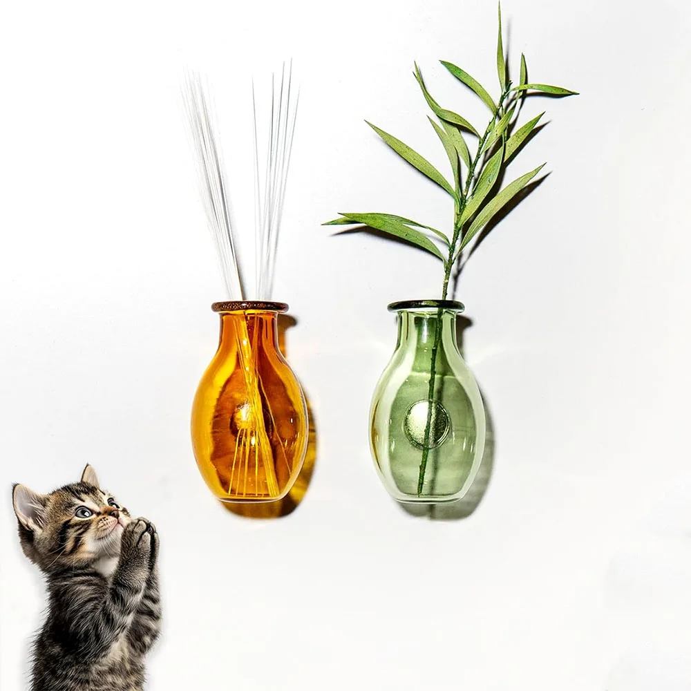 Vaso de Vidro Magnético para Armazenamento de Pelos de Gato, Decoração para Casa de Bonecas, Exibição de Flores Secas e Plantas, e Uso em Geladeira