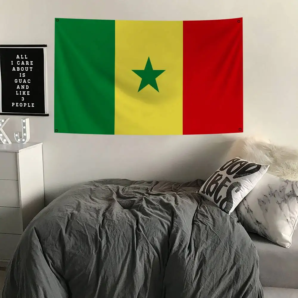 Senegal Flag Banners Four Hole Flag Polyester Outdoor Decor Room Aesthetic