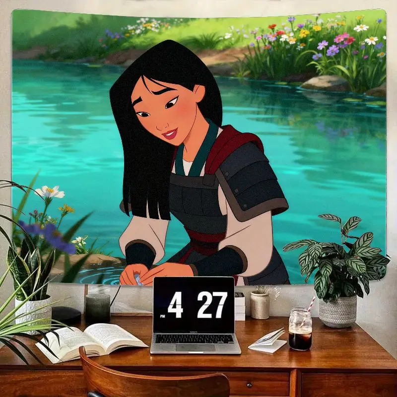 

1PC Disney Mulan Warrior Princess Girl Gift Tapestry, Modern Polyester Wall Art Living Room Bedroom Dorm Decor for Fans.