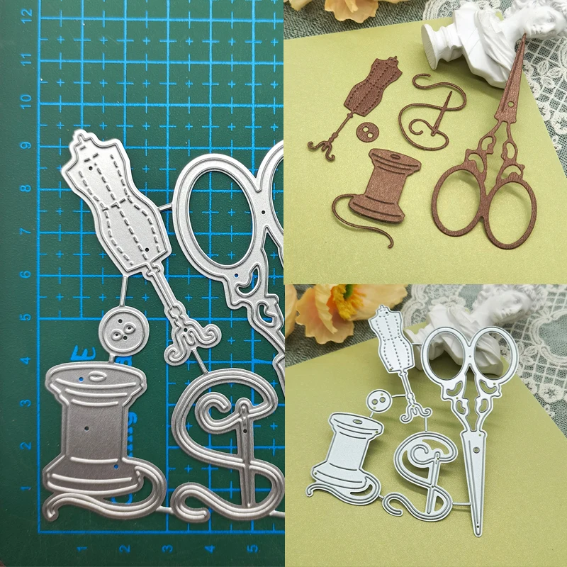 Cutting Dies Scissors Needle Line Metal Stencil Mold Crafts Die Cut Scrapbook Embossing Decorative Album Cover DIY Card