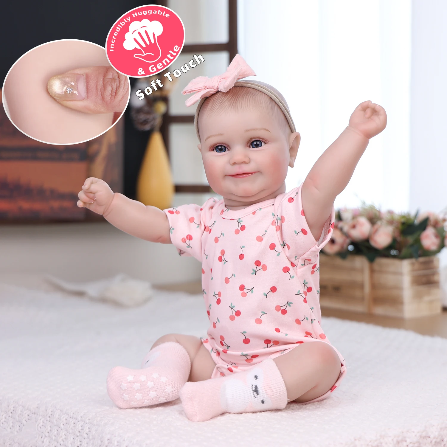 

KEIUMI 20 Inch Finished Bebe Reborn Dolls Full Body Silicone Vinyl Lifelike Waterproof Adorable Newborn Girl Best Christmas Gift