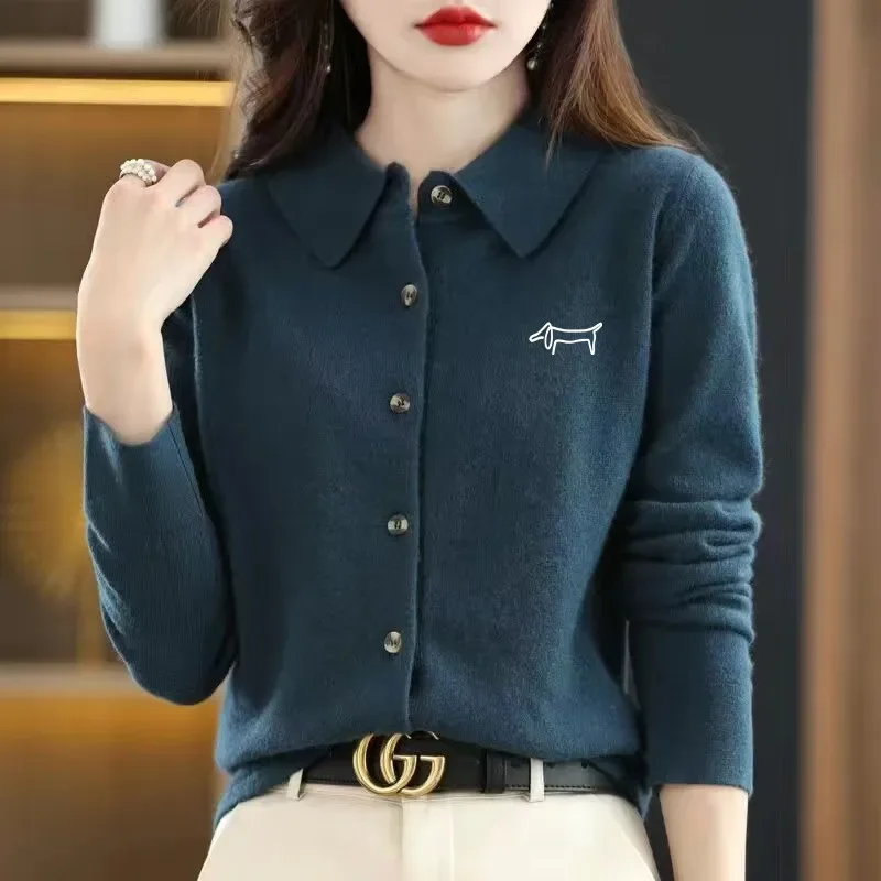 Korean Golf Sweater Women Golf Wear 2024 Autumn New Polo Shirt Luxury Windproof Knit Cardigan Coat Women\'s Golf Clothing