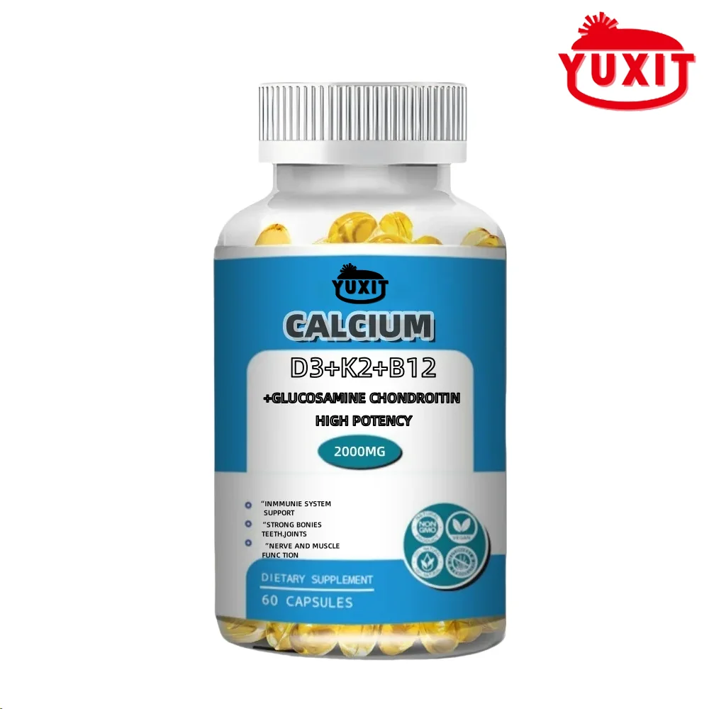 YUXIT Vitamin D3+K2+B12 Capsules High Potency Food -Based Immune Support, Bone Health & Mood Balance Supplement