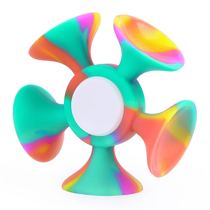 Fun Silicone Fidget Spinner com sucção de dardos, mão colorida Spinner, brinquedos anti-stress para adultos e crianças, presente