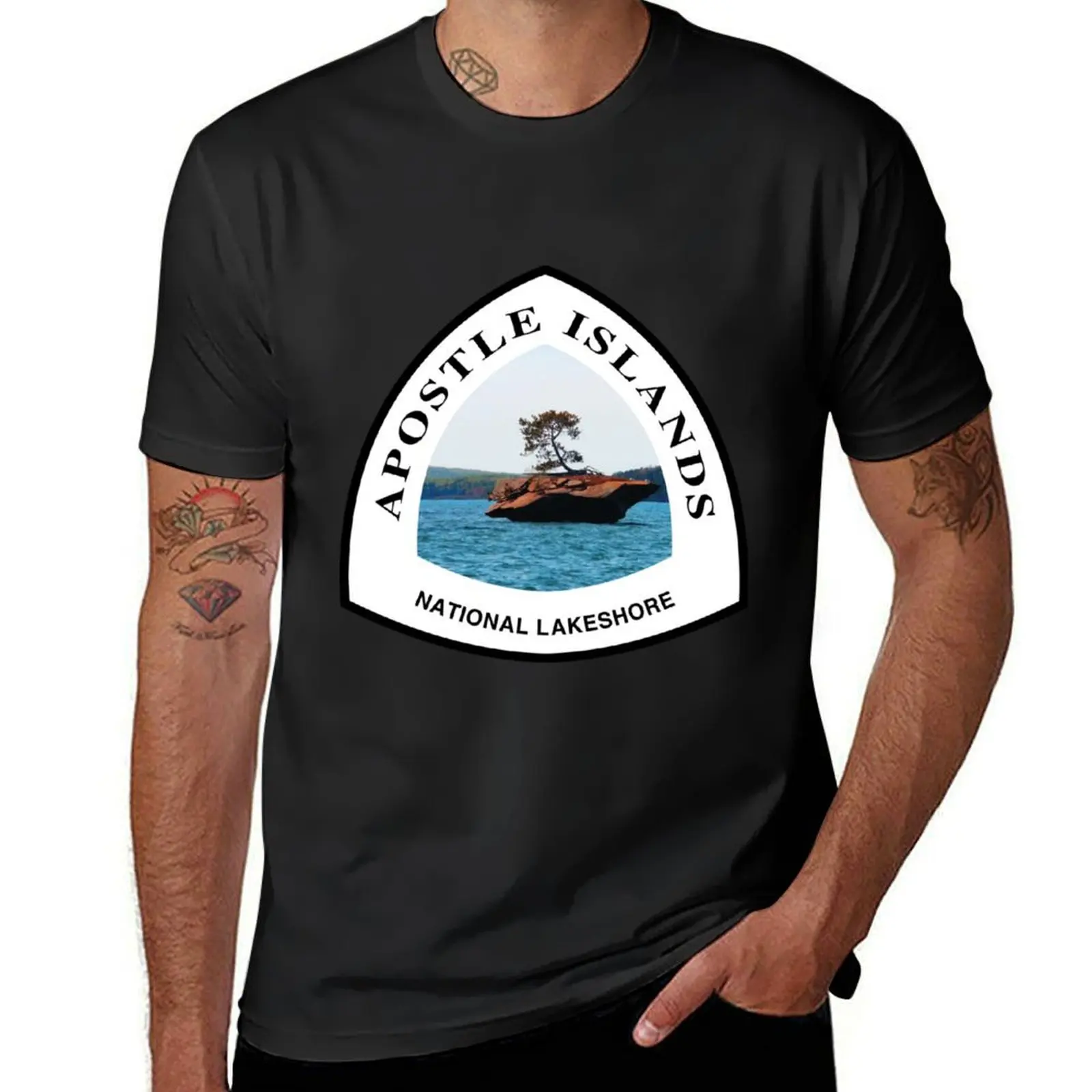 Apostle Islands National Lakeshore Trail Marker Sticker T-Shirt quick drying plus sizes anime clothes T-shirt men