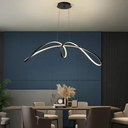 Nordic restaurant LED hanging lamps modern minimalist lines surrounding pendant lights dining table bar counter lighting fixture
