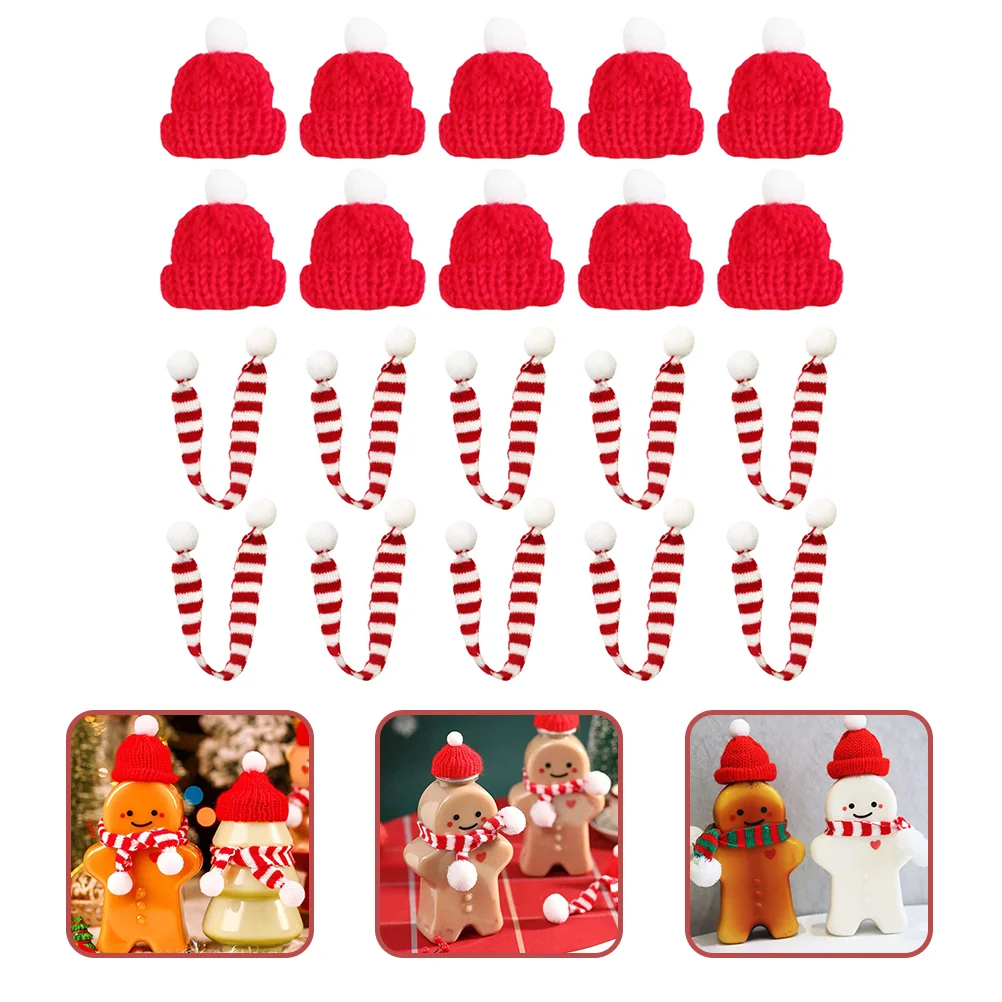 

20 Pcs Gift Mini Beanie Christmas Decor for Bottle Cold Drink Ornaments Miniature Scarf Baby Shower Thank You Gifts