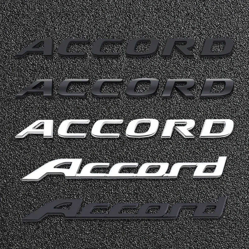 Car Accessories Chrome Silver/Black Accord Letter Logo 3D ABS Badge Sticker Side Wing Emblem Fender Decal Auto Decoration