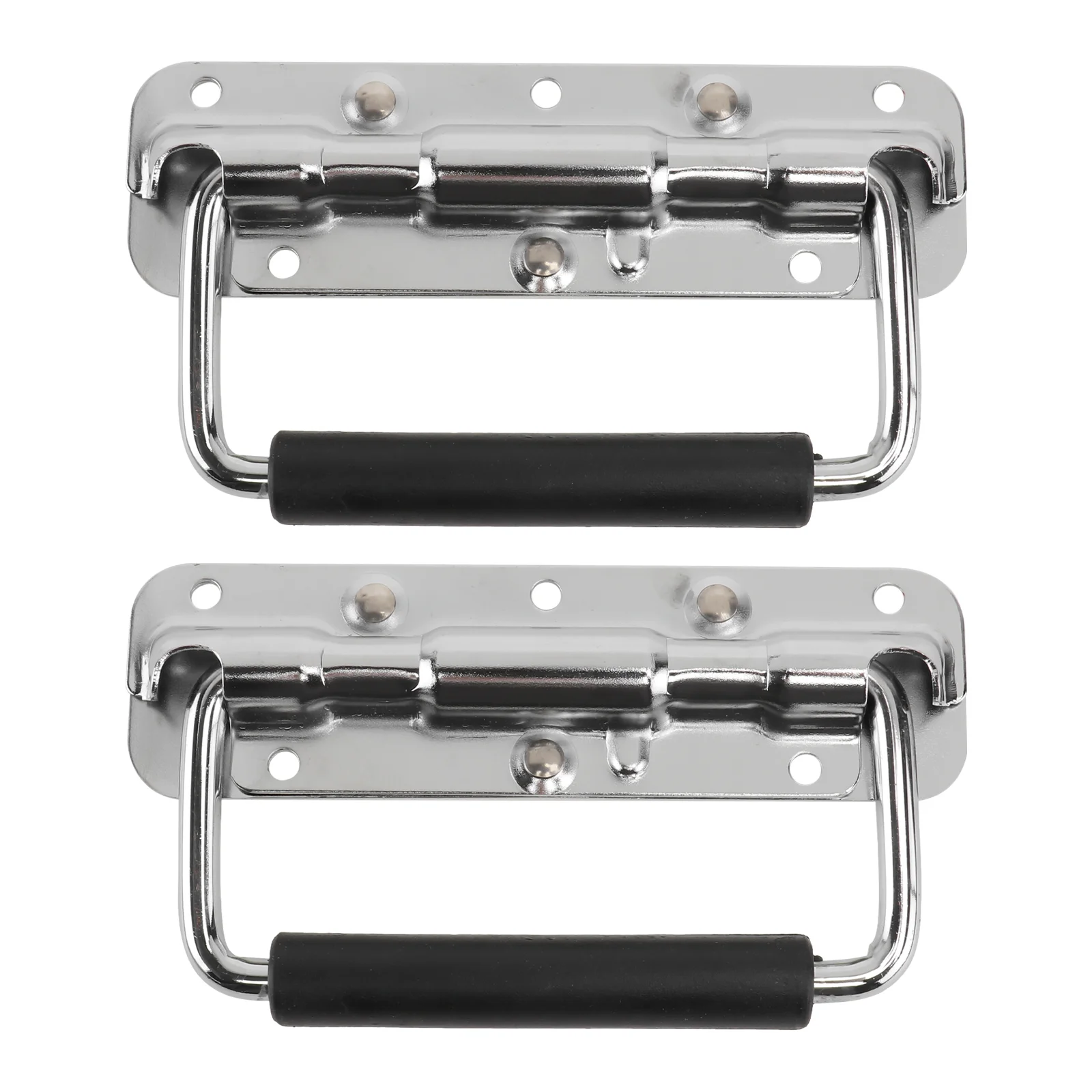 2Pcs Plated Flight Case Handles 8mm Foldable Spring Loaded Iron Knobs Shell free Strong Grip Hardware