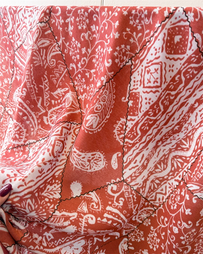 90*90cm Quadratischer Schal Baumwoll-Leinen-Optik Damen Kopftuch Schal Luxus Haarband Bedruckte Halstücher Muslimischer Hijab Bandana – Detail 7