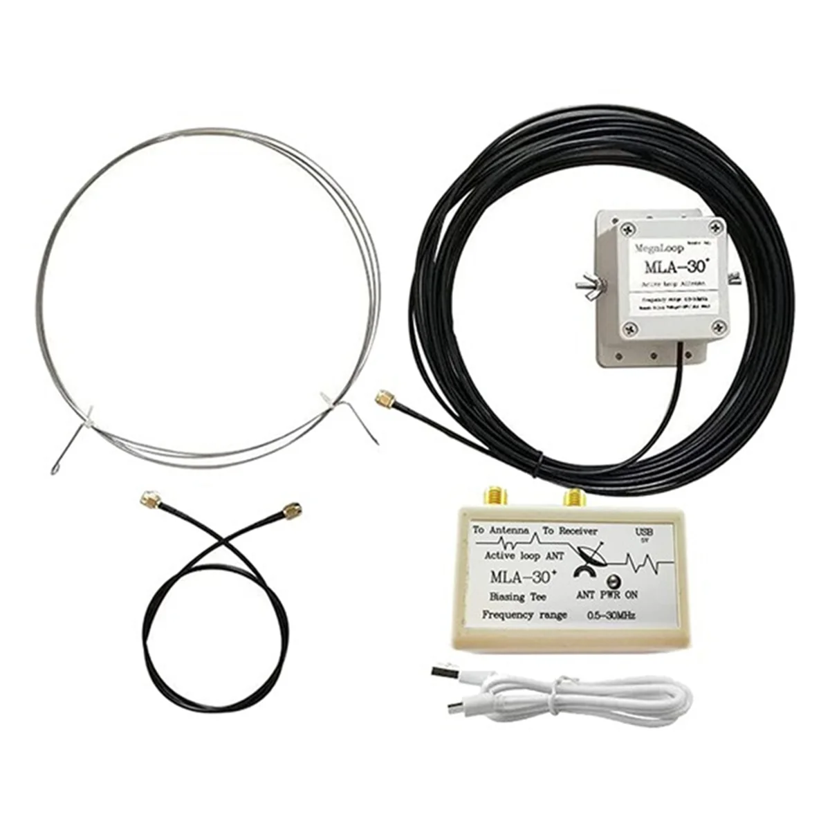 ABGQ MLA-30+ Plus 0.5-30MHz Ring Active Receive Antenna SDR Loop Antenna Low Noise Medium Short Wave Radio Short Wave(BNC)