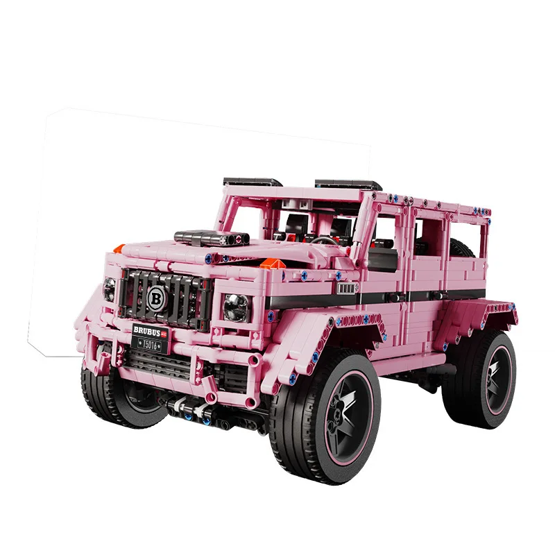 1: 8 Off road Building Blocks, Car Assembly, Boy's Toy Model Puzzle, Puzzle Puzzle, Black, Pink