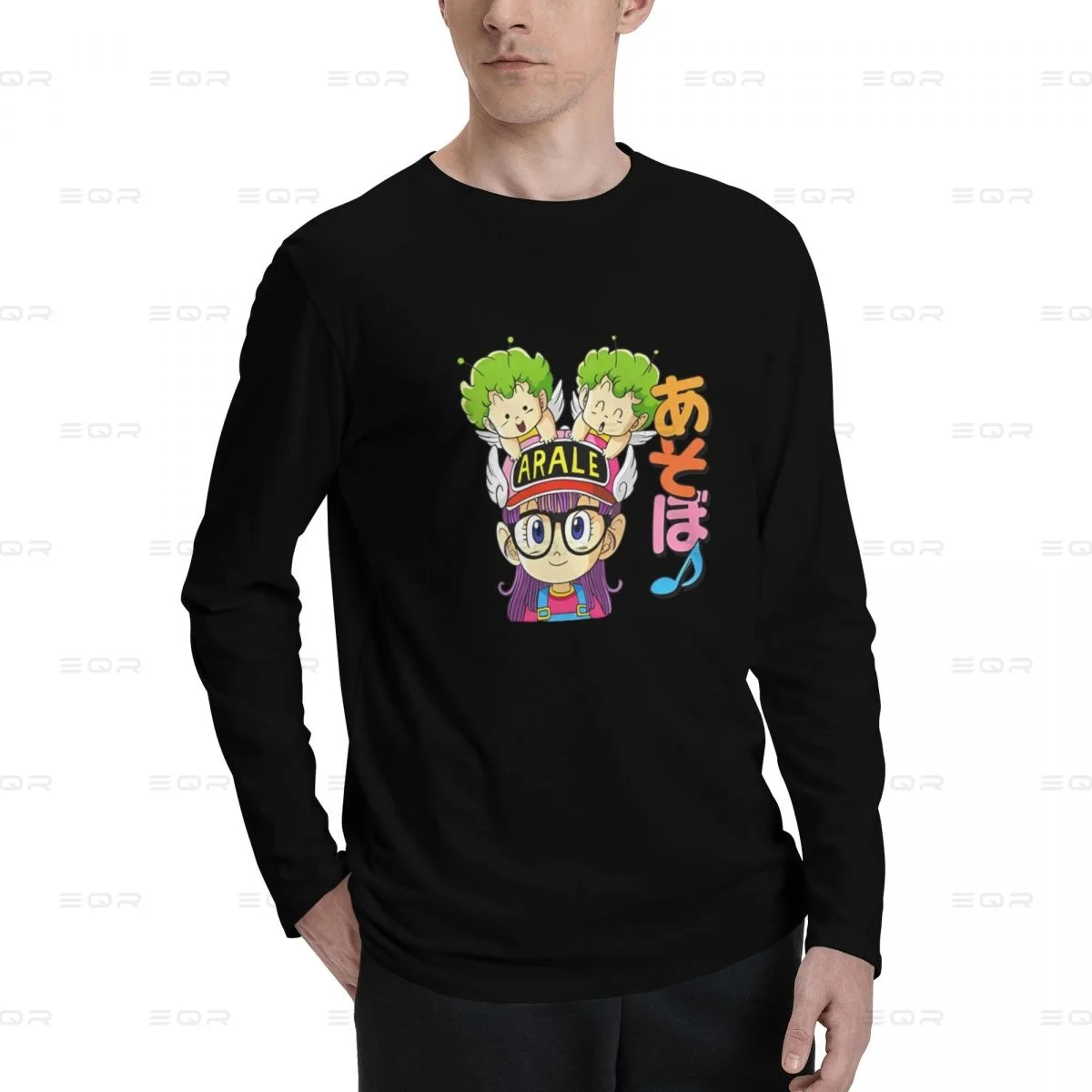 Arale Norimaki men Cotton Digital Direct Spray printed long sleeved T-shirt,fashion Unisex Tees