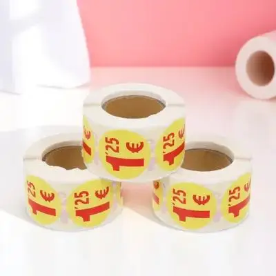 

1500 шт., 1,25 евро, цены, этикетки, круглая наклейка, легко снимается для розничной продажи, цена, наклейка, наклейки, круглые наклейки