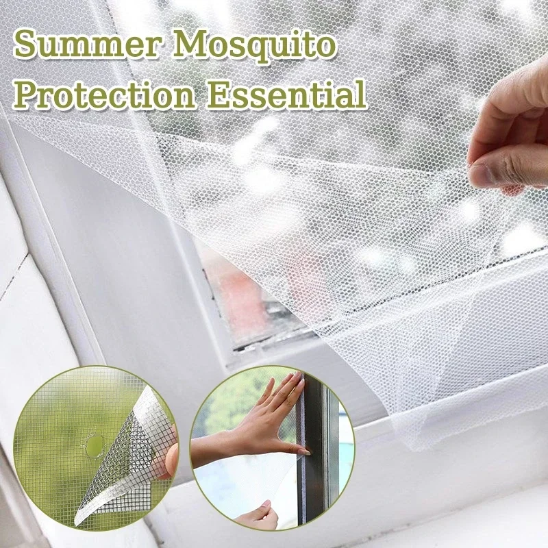 Self Adhesive Mosquito Net Thickened Polyester Window Screen with Invisible Insect Screen for Home Bedroom Kitchen