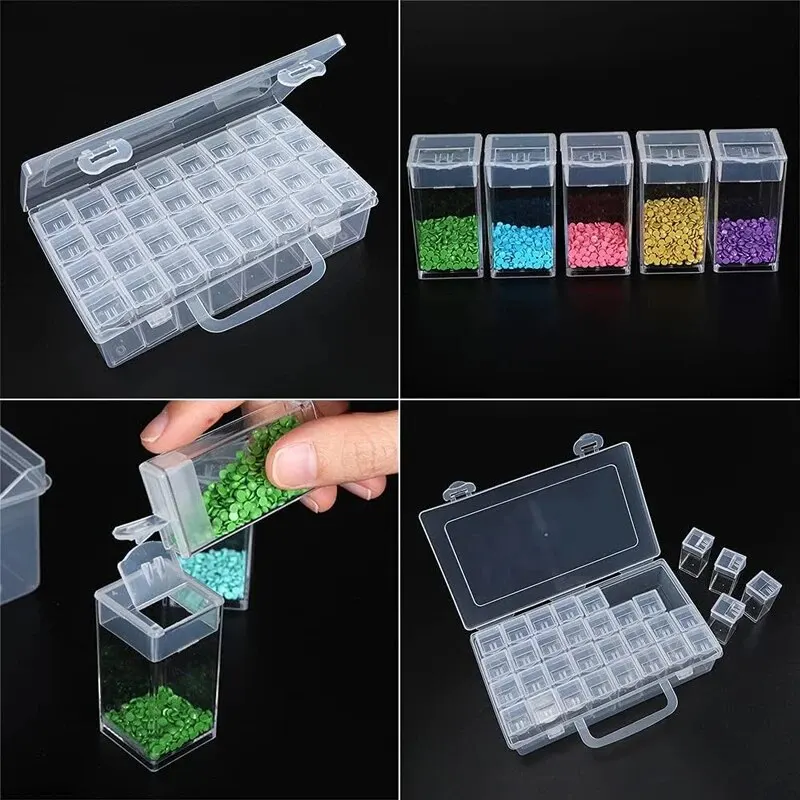 64/32 Compartments Plastic Storage Box, Diamond Painting Beads Storage Box, DIY Handicrafts Storage, Jewellery Storage Box